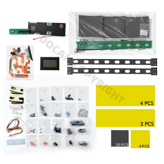 US STOCK horizontal DIY Box Kits Metal enclosure with JK PB2A16S20P 200A Inverter BMS+4.3 inch LCD touch screen+accessories（M8 terminals）