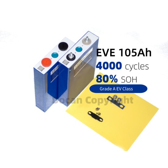 China Stock EVE 105Ah  LiFePO4 3.2V Prismatic Cell with Laser-Welded M6 Studs